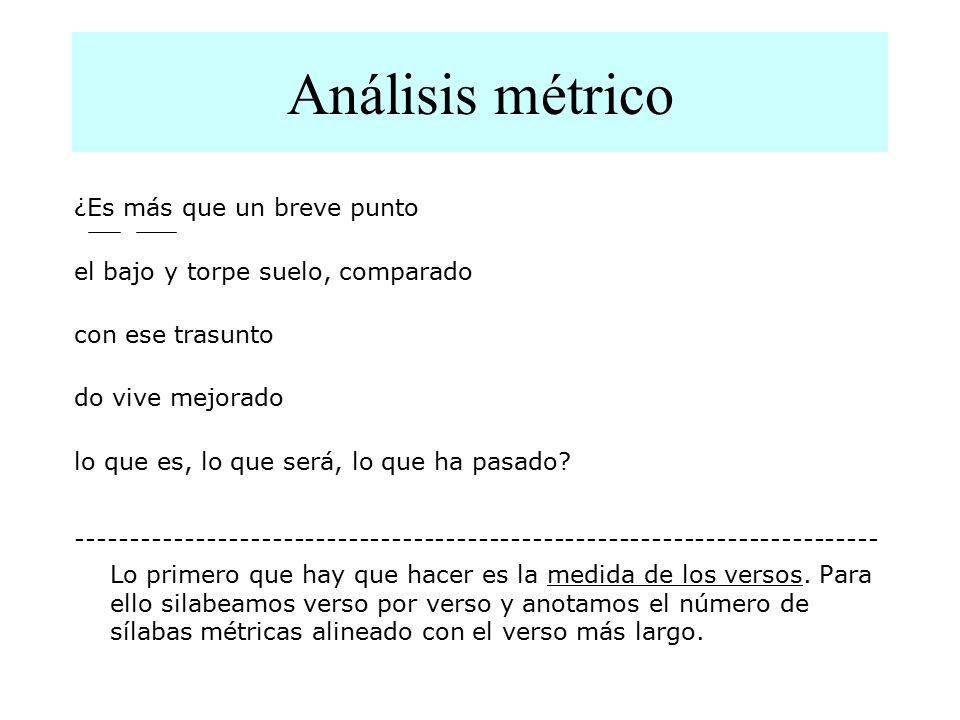 Análisis métrico ¿Es más que un breve punto