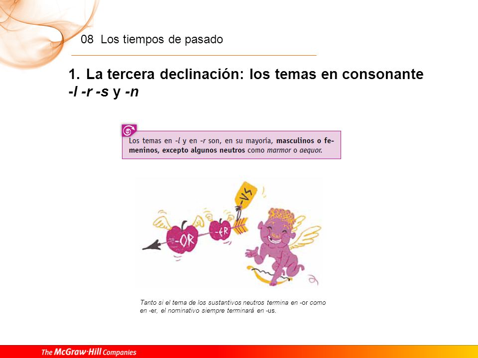 La tercera declinación: los temas en consonante -l -r -s y -n