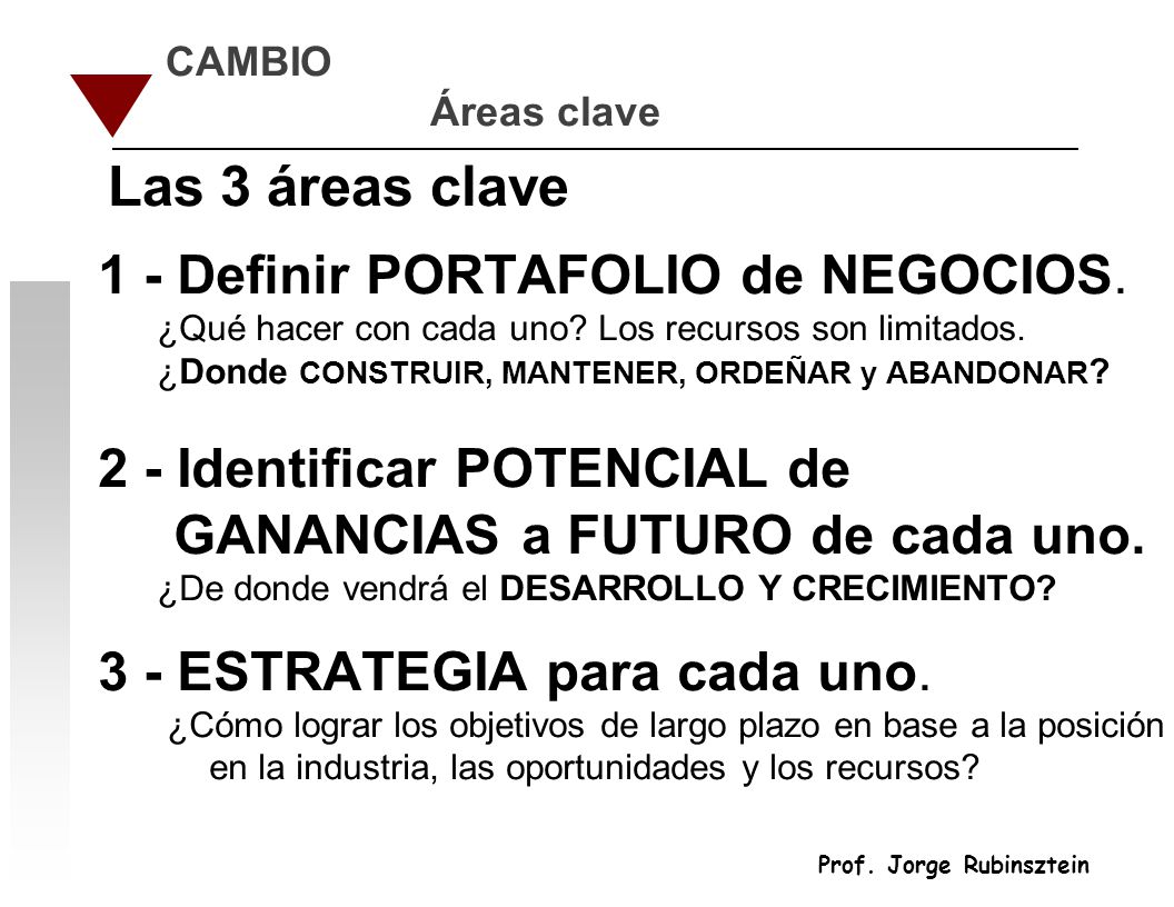 Las 3 áreas clave 1 - Definir PORTAFOLIO de NEGOCIOS.