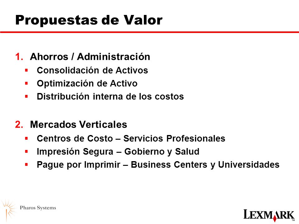 Propuestas de Valor Ahorros / Administración Mercados Verticales