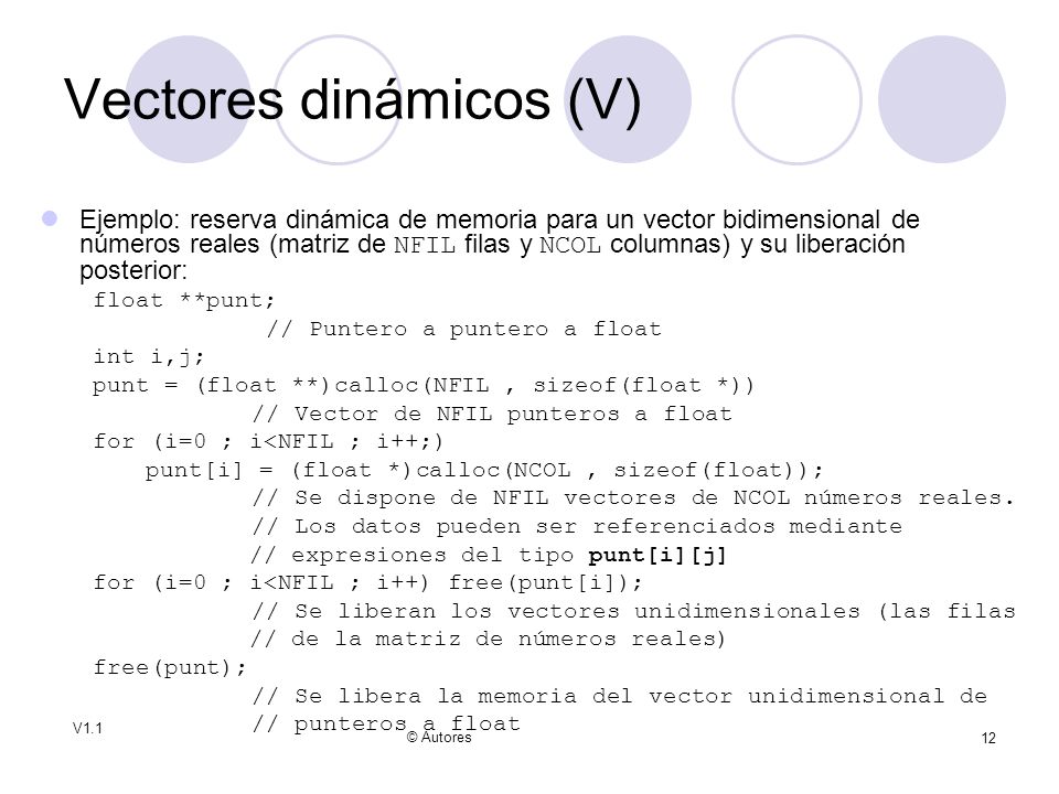 Vectores dinámicos (V)
