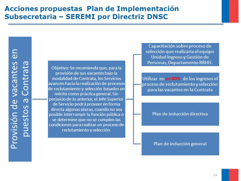 Acciones propuestas Plan de Implementación Subsecretaria – SEREMI por Directriz DNSC