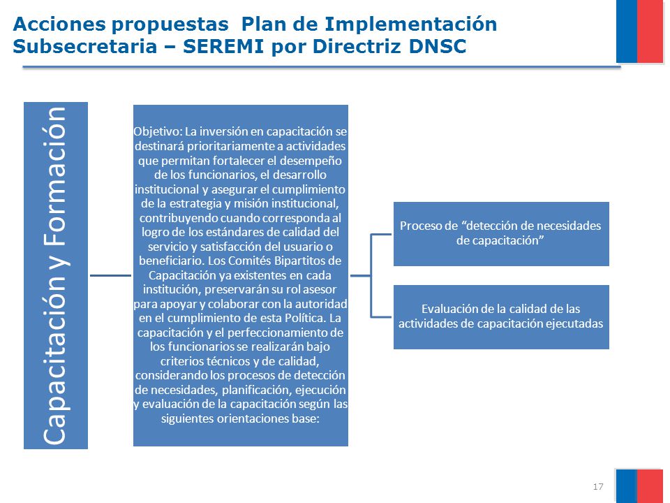Acciones propuestas Plan de Implementación Subsecretaria – SEREMI por Directriz DNSC
