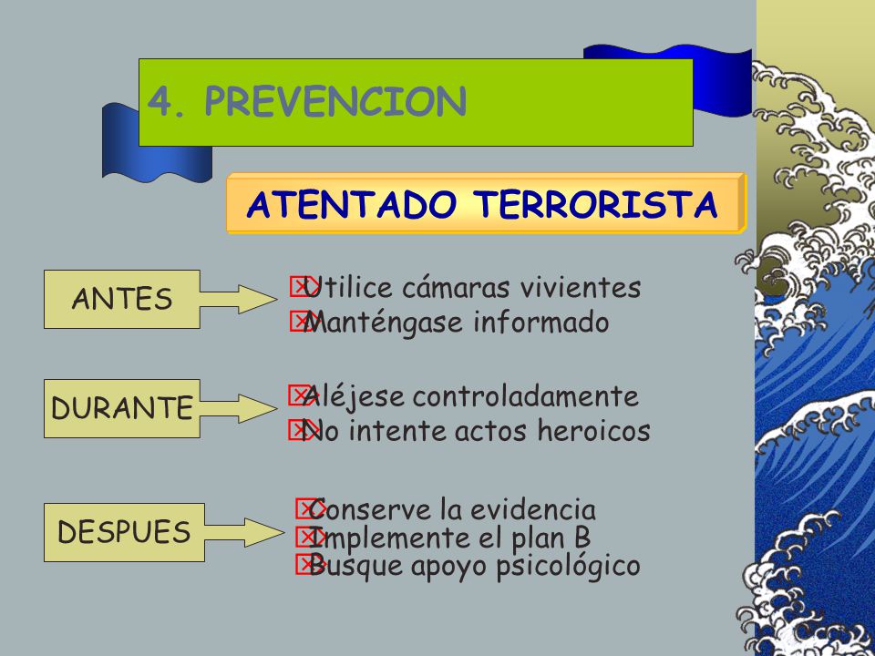 4. PREVENCION ATENTADO TERRORISTA ANTES Utilice cámaras vivientes