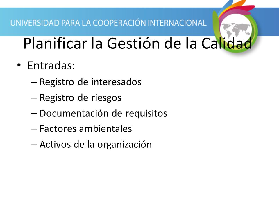 Planificar la Gestión de la Calidad
