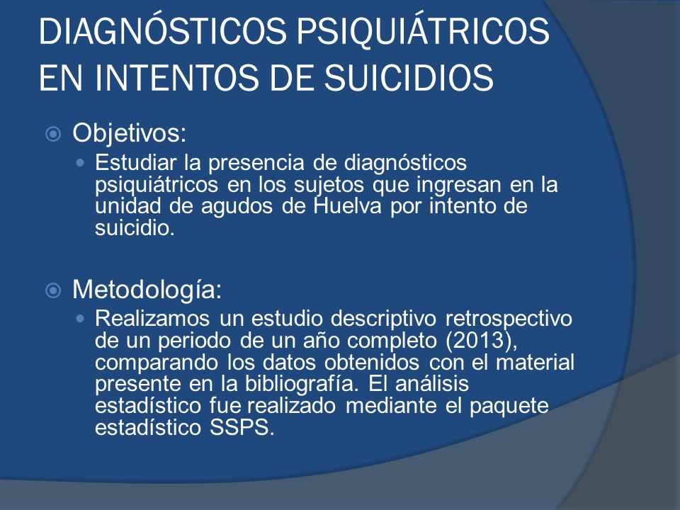 DIAGNÓSTICOS PSIQUIÁTRICOS EN INTENTOS DE SUICIDIOS