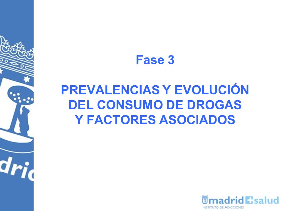 Fase 3 PREVALENCIAS Y EVOLUCIÓN DEL CONSUMO DE DROGAS Y FACTORES ASOCIADOS