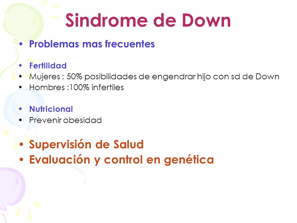 Sindrome de Down Supervisión de Salud Evaluación y control en genética