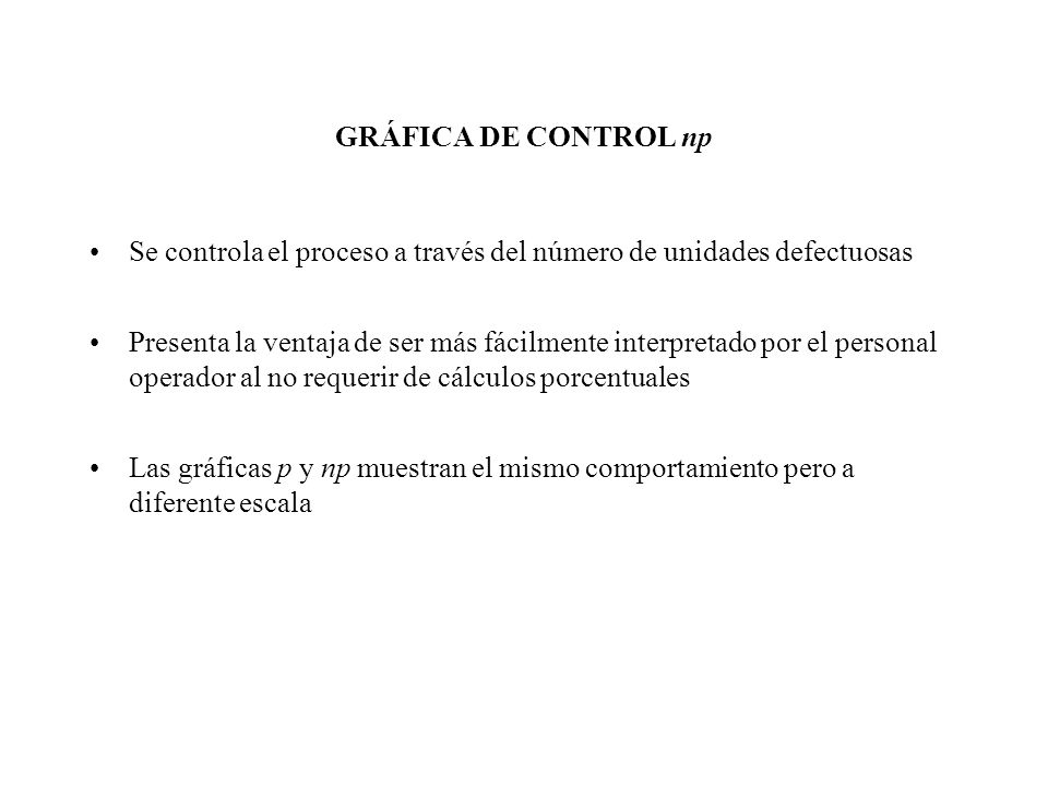 Se controla el proceso a través del número de unidades defectuosas