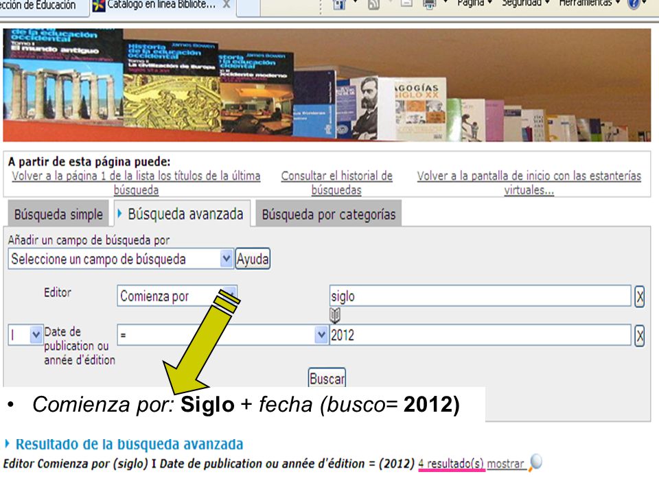 Comienza por: Siglo + fecha (busco= 2012)