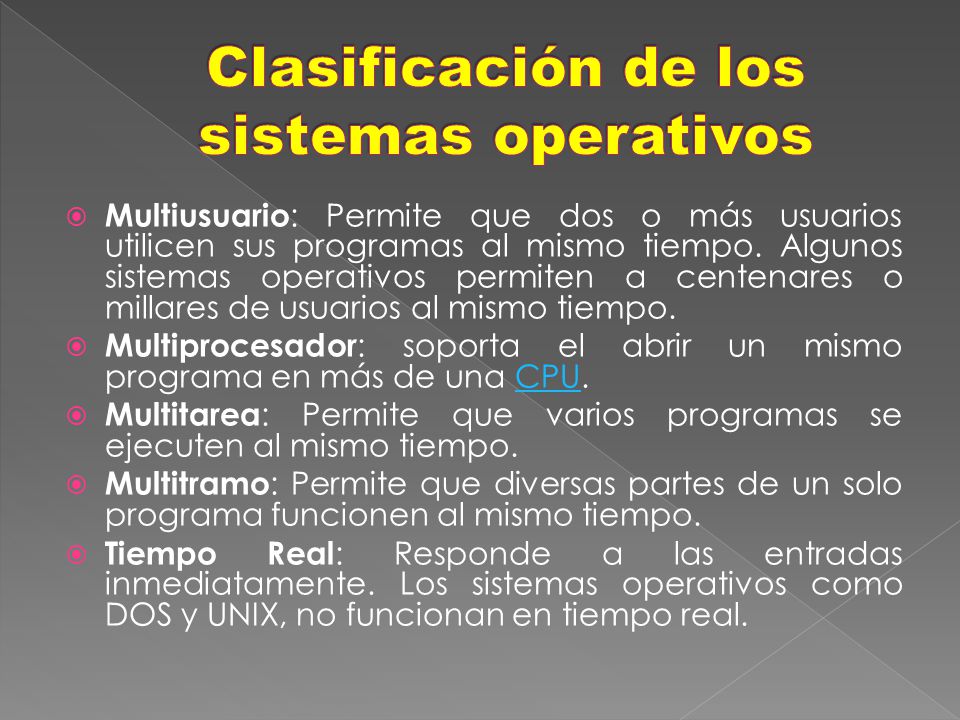 Clasificación de los sistemas operativos