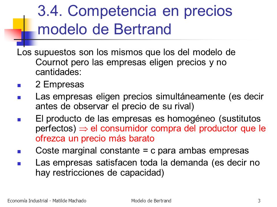 . Competencia en precios modelo de Bertrand - ppt descargar