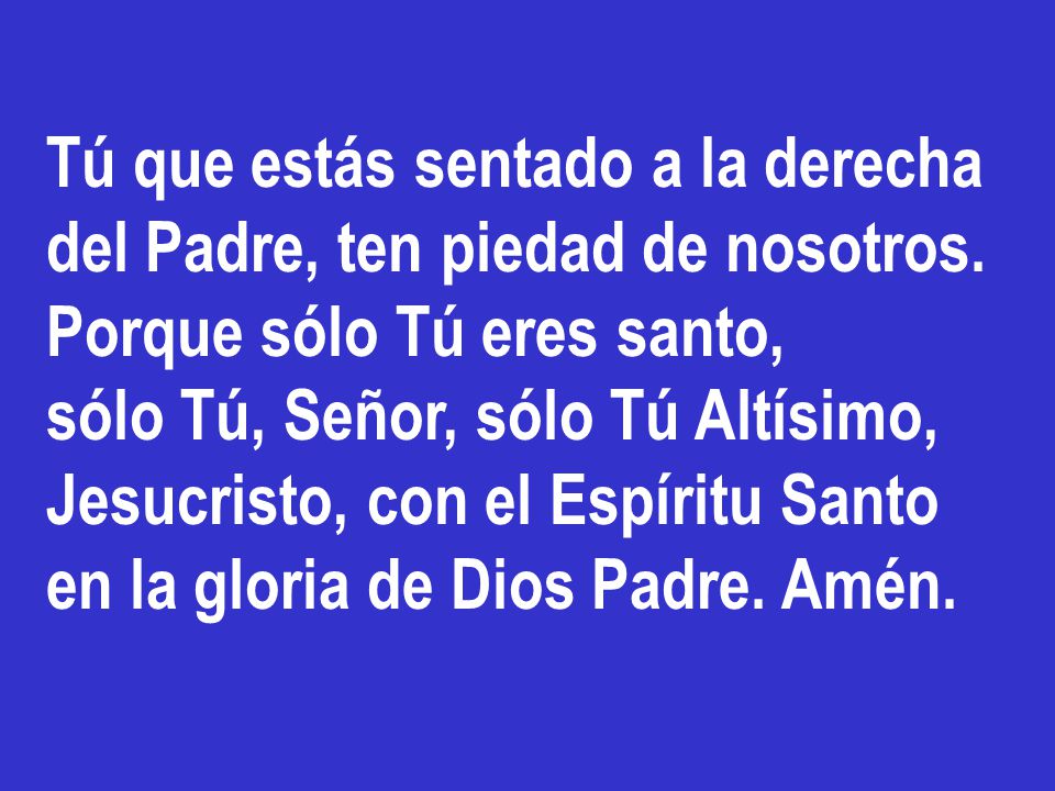 Tú que estás sentado a la derecha del Padre, ten piedad de nosotros.