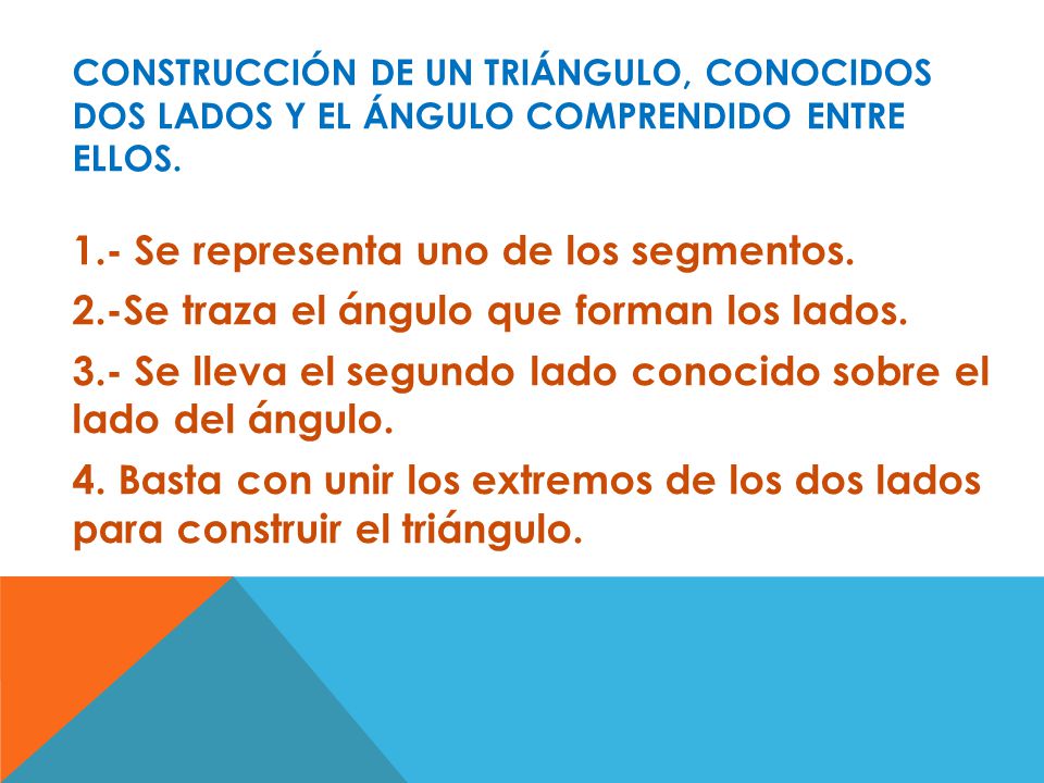 Construcción de un triángulo, conocidos dos lados y el ángulo comprendido entre ellos.