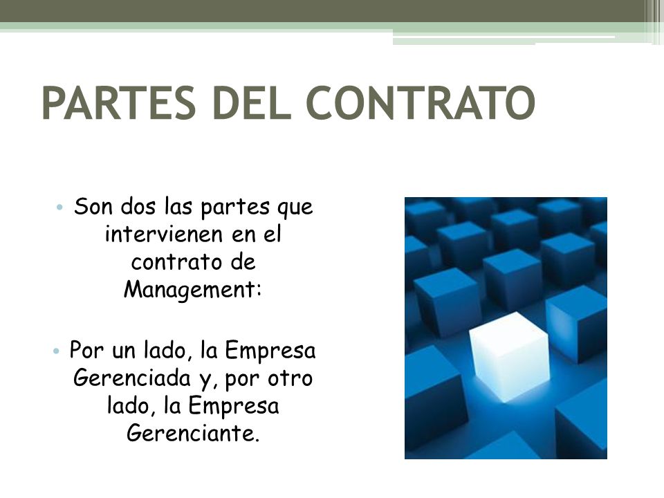 Son dos las partes que intervienen en el contrato de Management: