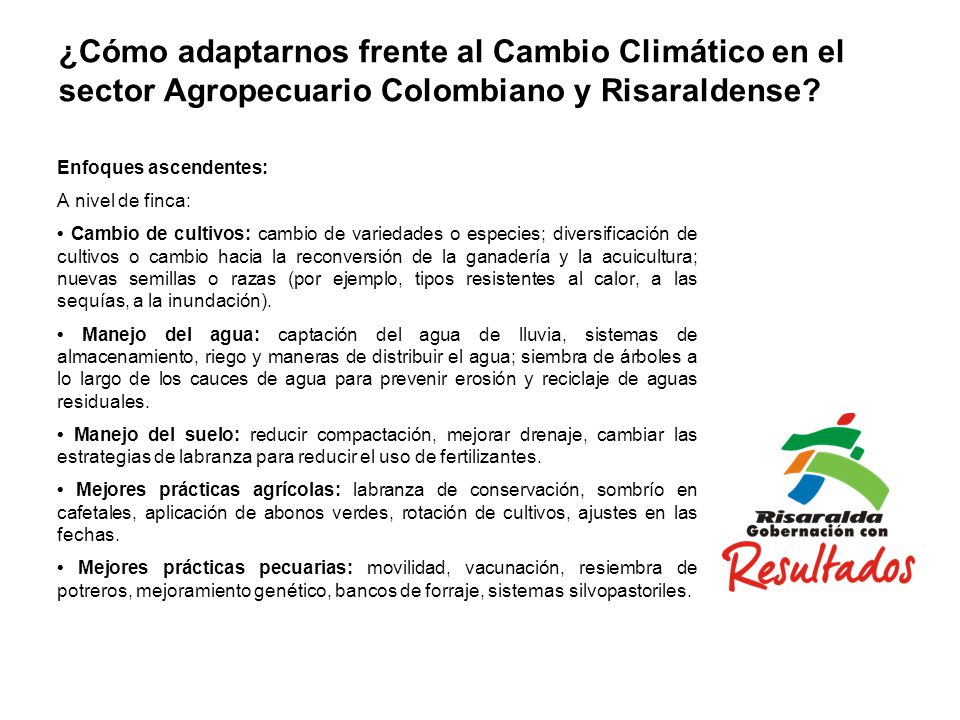 ¿Cómo adaptarnos frente al Cambio Climático en el sector Agropecuario Colombiano y Risaraldense
