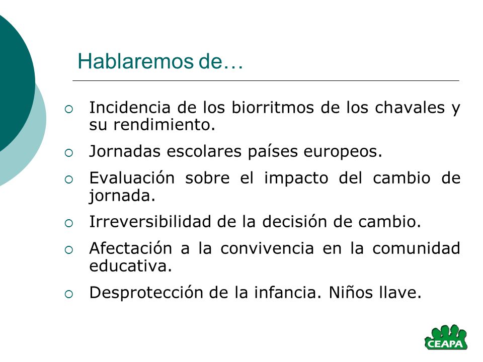 Hablaremos de… Incidencia de los biorritmos de los chavales y su rendimiento. Jornadas escolares países europeos.