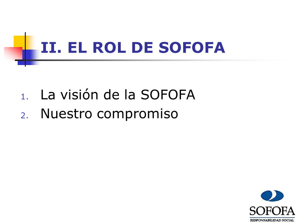 II. EL ROL DE SOFOFA La visión de la SOFOFA Nuestro compromiso