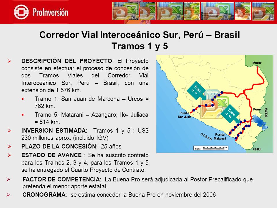 Corredor Vial Interoceánico Sur, Perú – Brasil Tramos 1 y 5