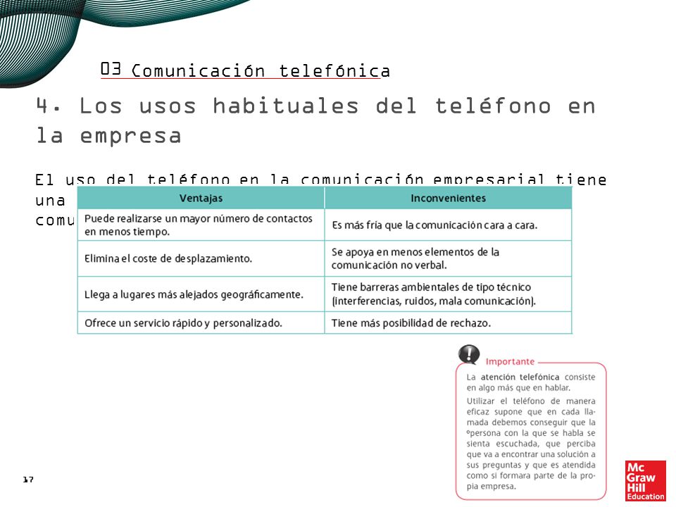 03 Las llamadas empresariales se clasifican en función a dos criterios.