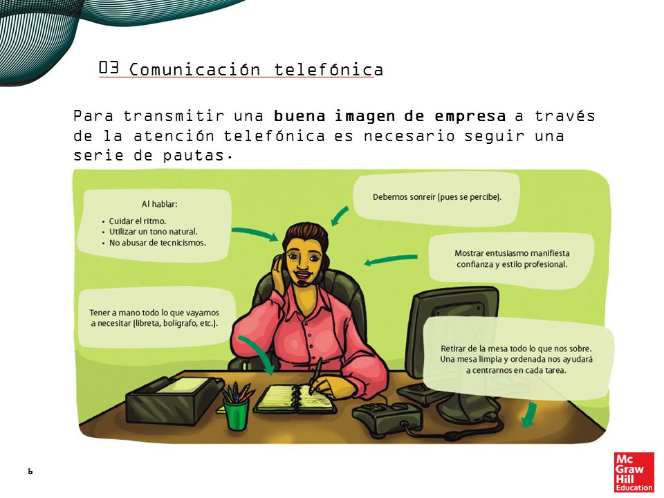 03 La relación que se establece con los clientes al teléfono sigue una serie de etapas.