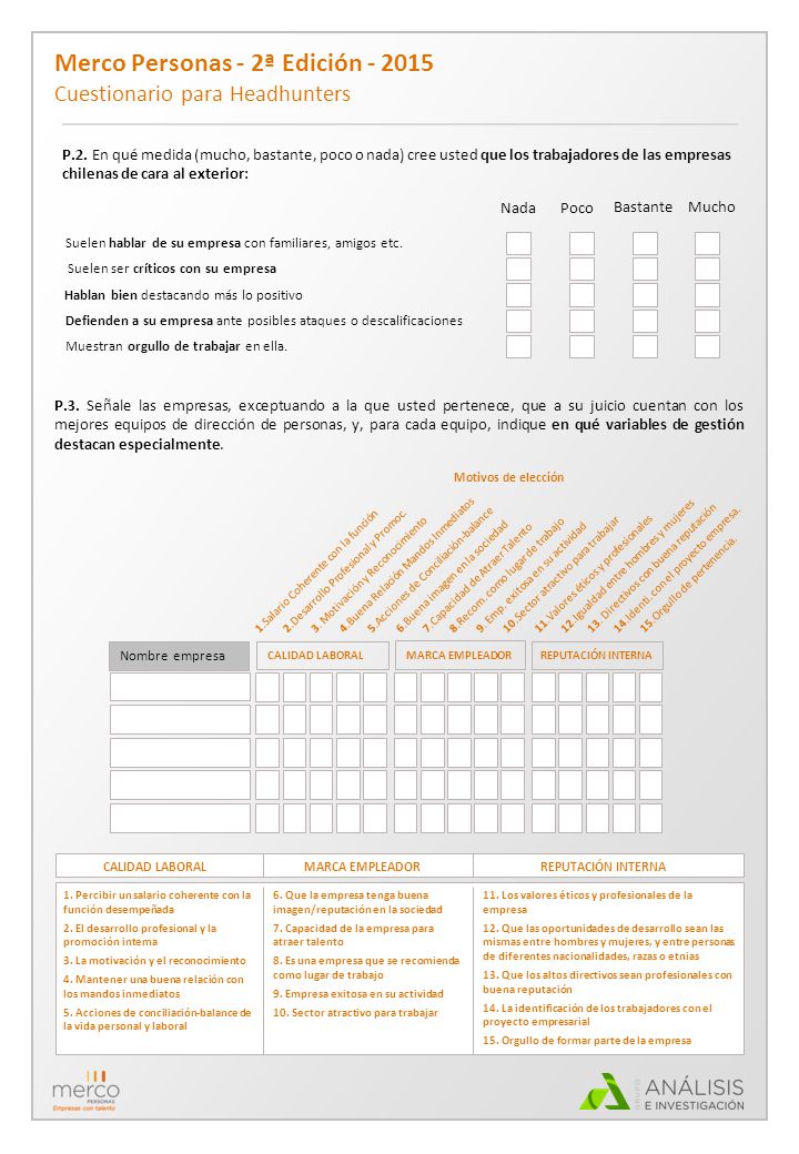 P.2. En qué medida (mucho, bastante, poco o nada) cree usted que los trabajadores de las empresas chilenas de cara al exterior: