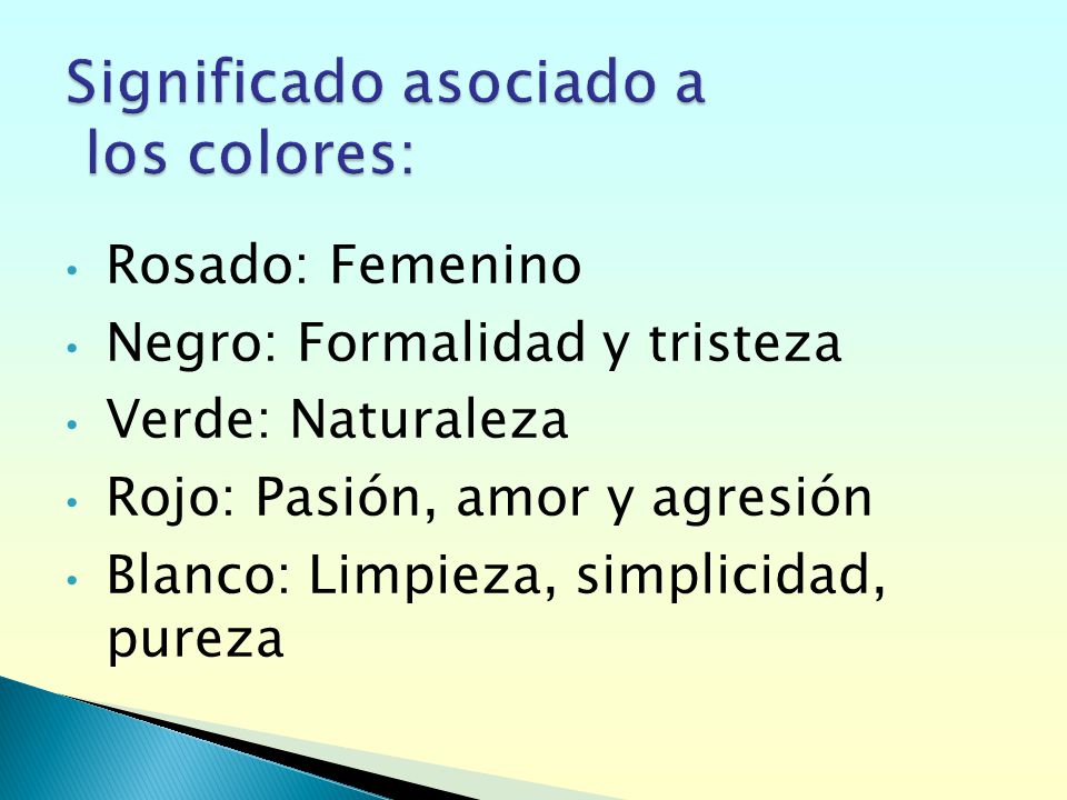 Significado asociado a los colores: