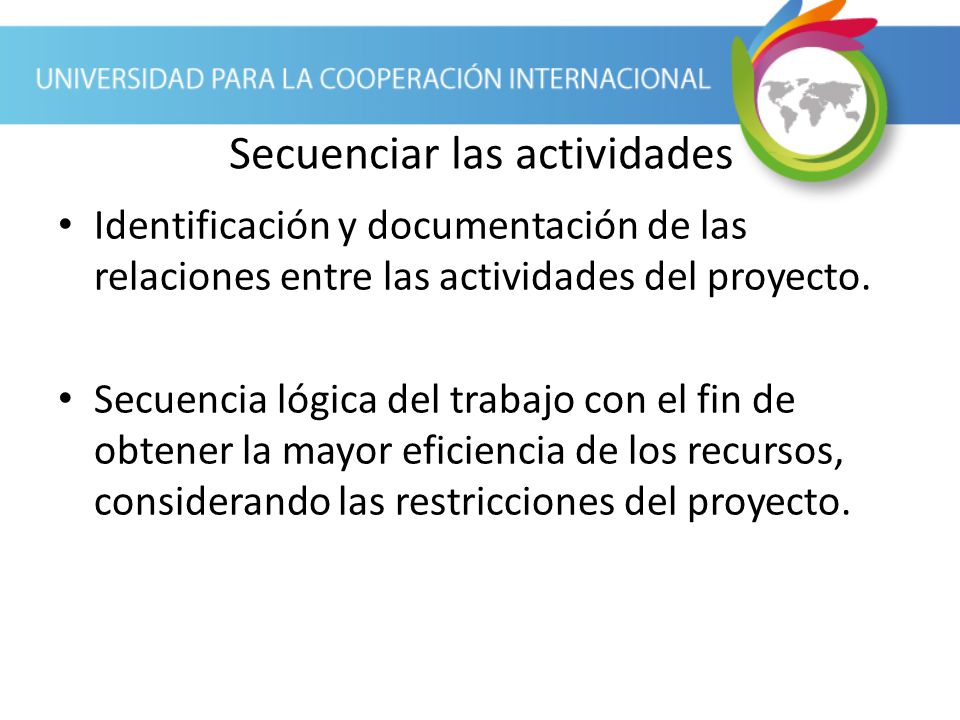 Secuenciar las actividades