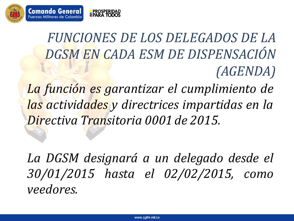 FUNCIONES DE LOS DELEGADOS DE LA DGSM EN CADA ESM DE DISPENSACIÓN (AGENDA)