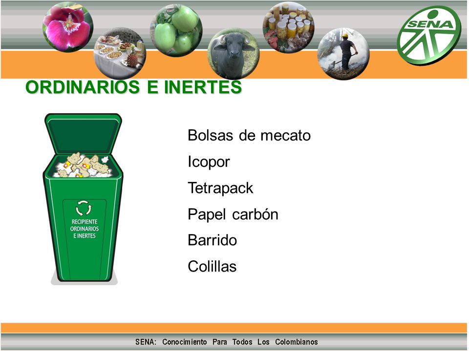 ORDINARIOS E INERTES Bolsas de mecato Icopor Tetrapack Papel carbón