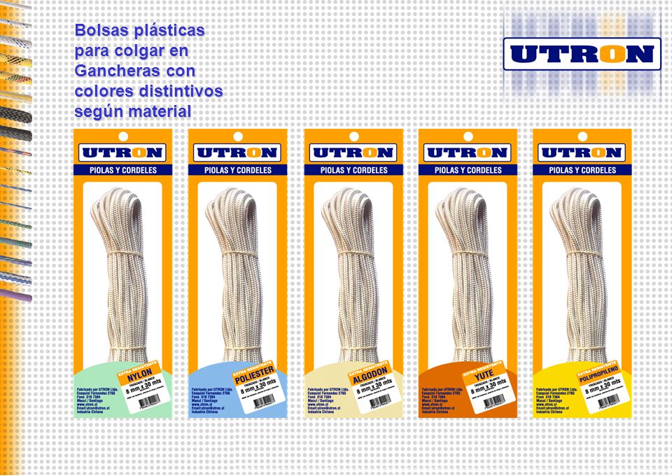 Bolsas plásticas para colgar en Gancheras con colores distintivos según material