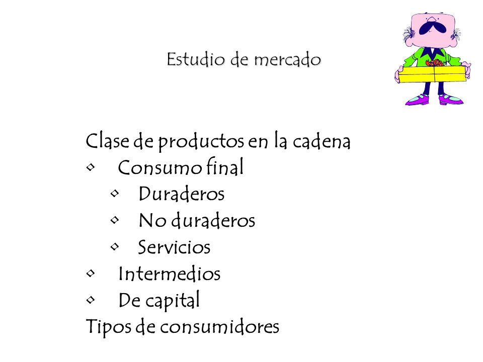 Clase de productos en la cadena Consumo final Duraderos No duraderos