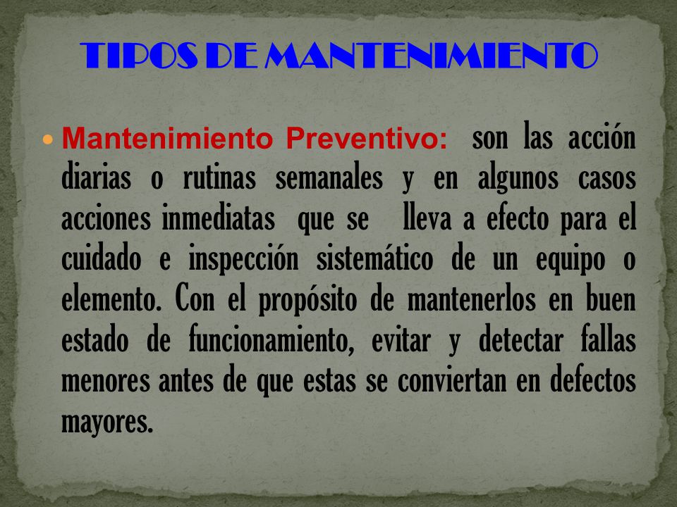 TIPOS DE MANTENIMIENTO