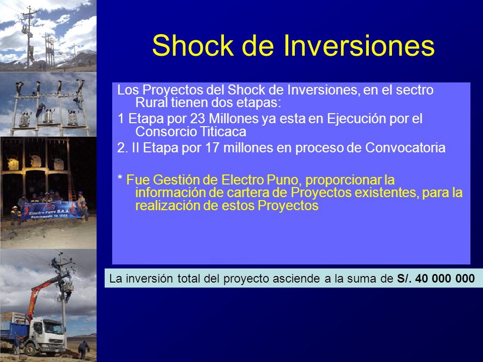 Shock de Inversiones Los Proyectos del Shock de Inversiones, en el sectro Rural tienen dos etapas:
