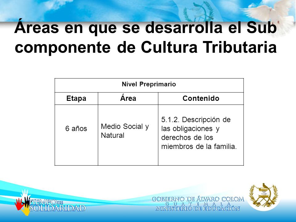 Áreas en que se desarrolla el Sub componente de Cultura Tributaria