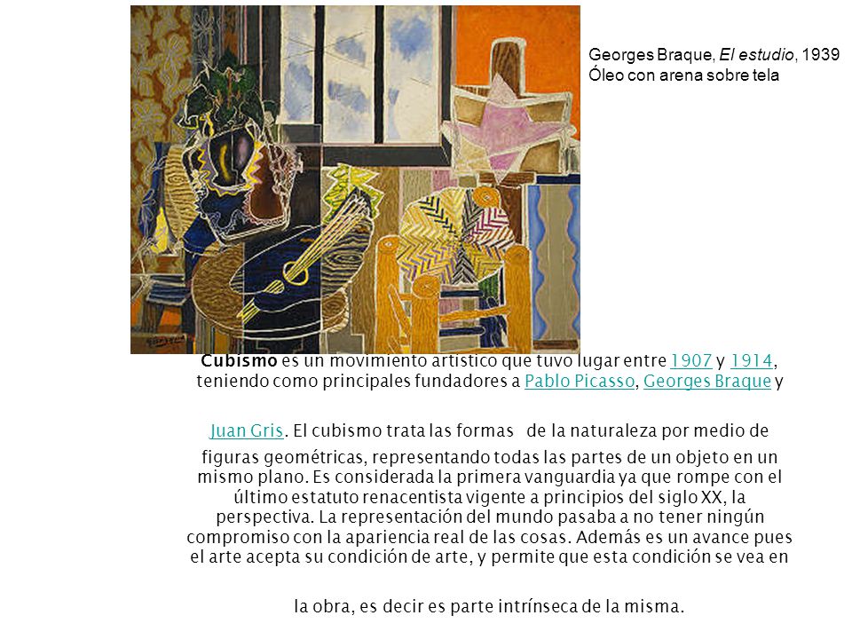 Georges Braque, El estudio, 1939 Óleo con arena sobre tela