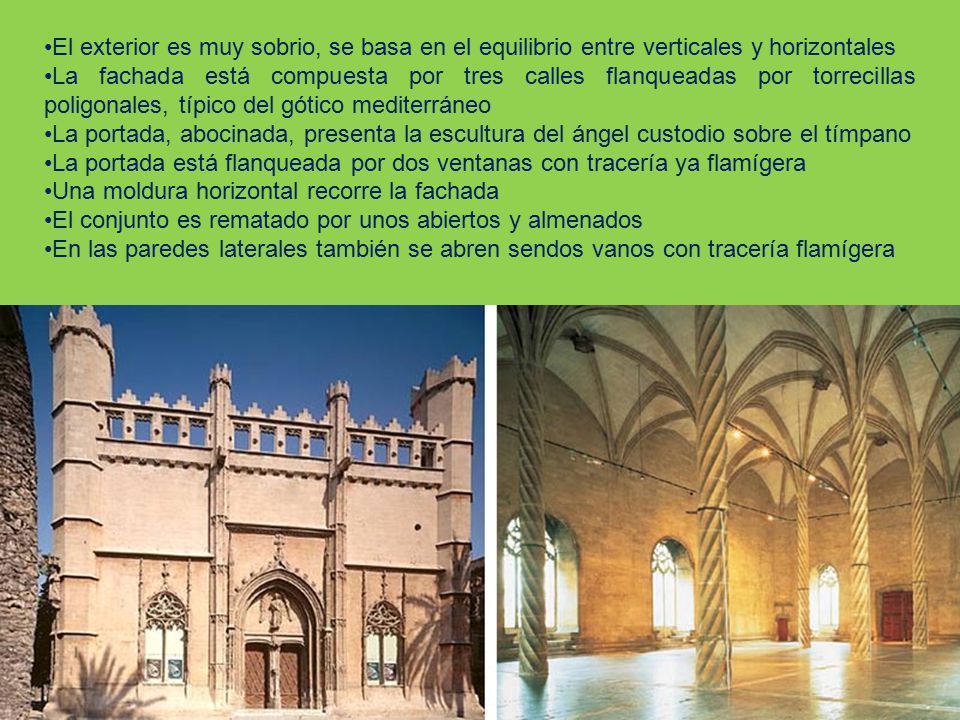El exterior es muy sobrio, se basa en el equilibrio entre verticales y horizontales