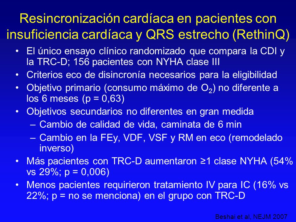 Resincronización cardíaca en pacientes con insuficiencia cardíaca y QRS estrecho (RethinQ)
