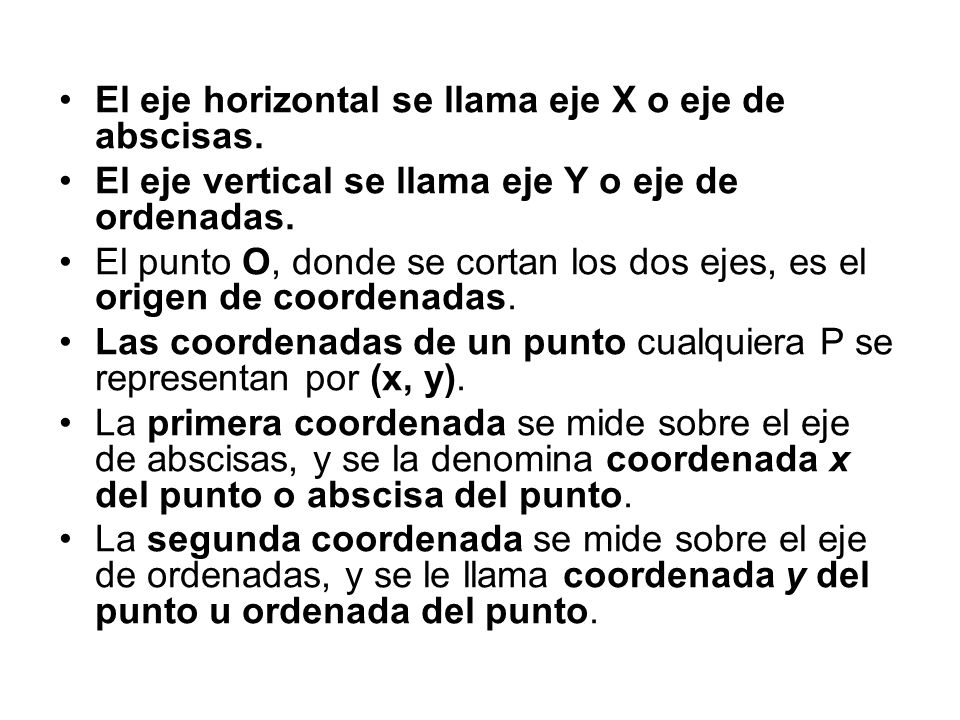 El eje horizontal se llama eje X o eje de abscisas.