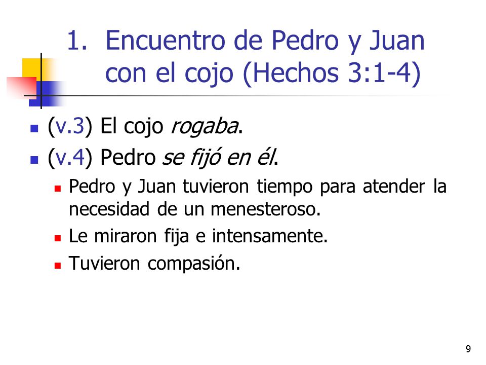 Encuentro de Pedro y Juan con el cojo (Hechos 3:1-4)