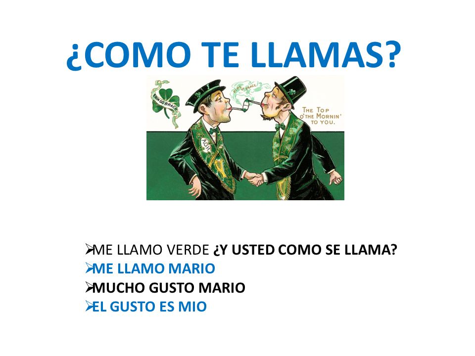 ¿COMO TE LLAMAS ME LLAMO VERDE ¿Y USTED COMO SE LLAMA ME LLAMO MARIO
