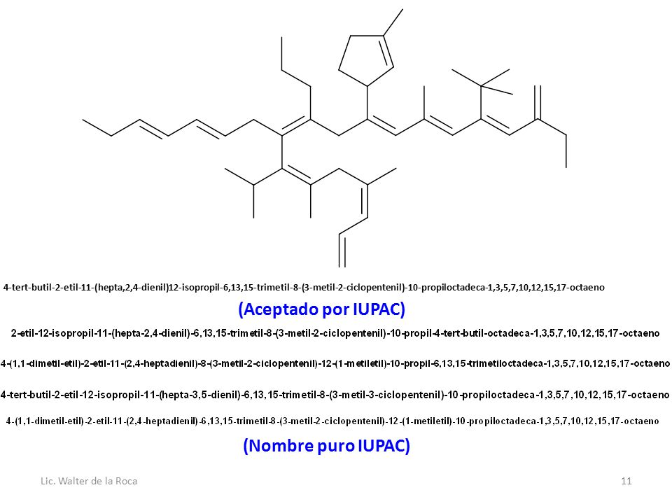 (Aceptado por IUPAC) (Nombre puro IUPAC) Lic. Walter de la Roca