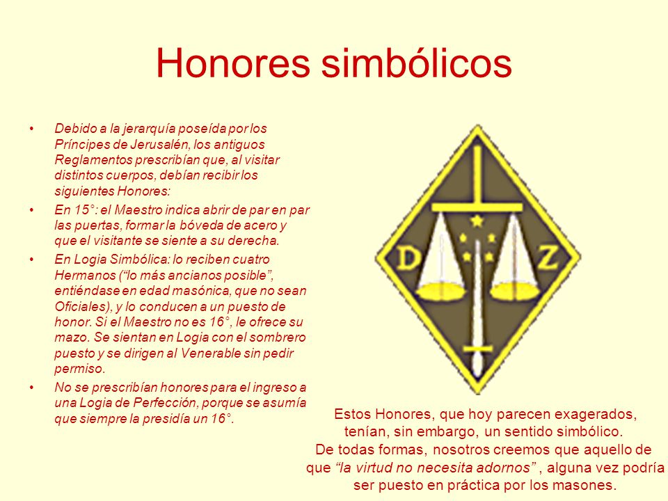 Honores simbólicos Estos Honores, que hoy parecen exagerados,