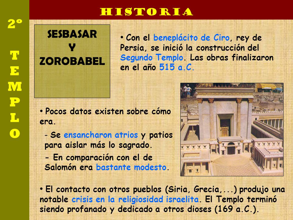 2º T E M P L O SESBASAR Y ZOROBABEL Historia