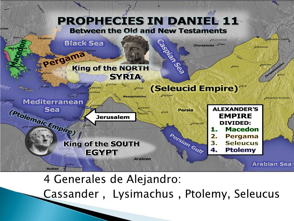 4 Generales de Alejandro: Cassander , Lysimachus , Ptolemy, Seleucus