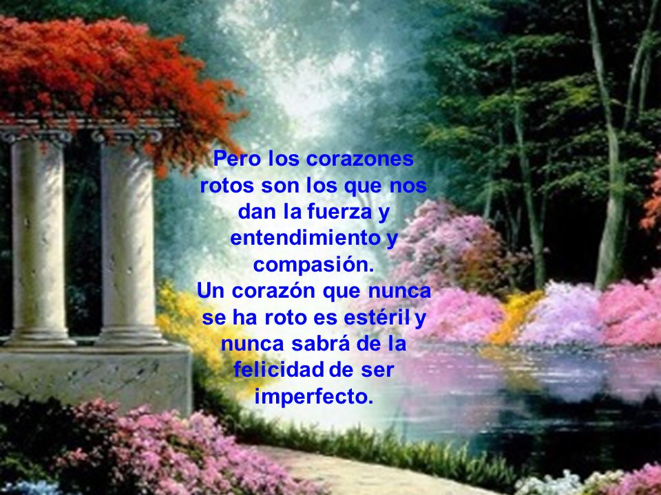 Pero los corazones rotos son los que nos dan la fuerza y entendimiento y compasión.