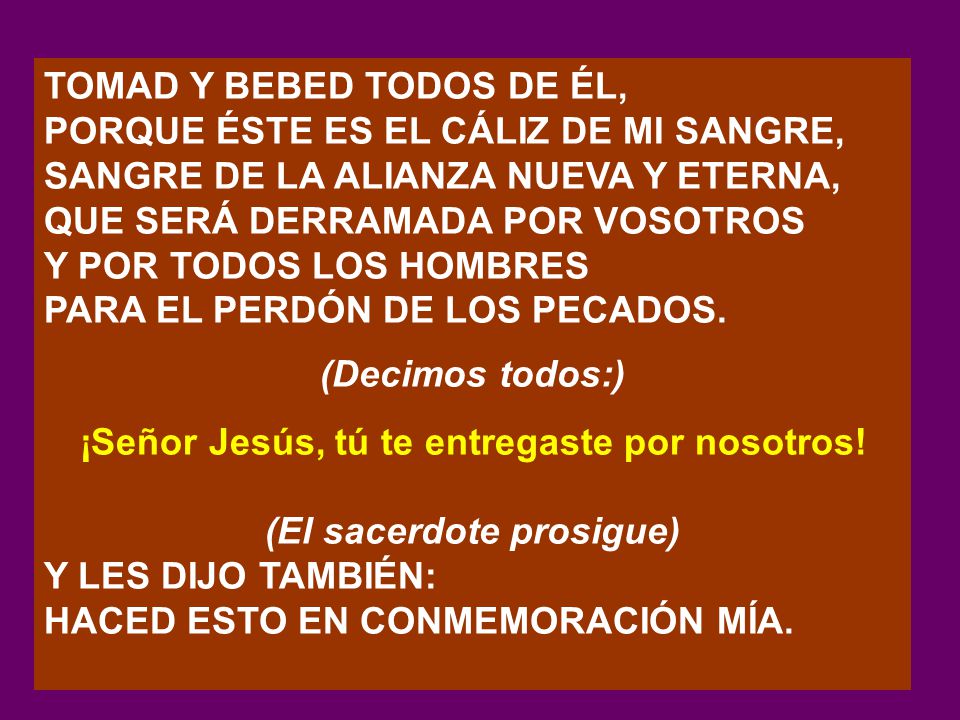 ¡Señor Jesús, tú te entregaste por nosotros! (El sacerdote prosigue)