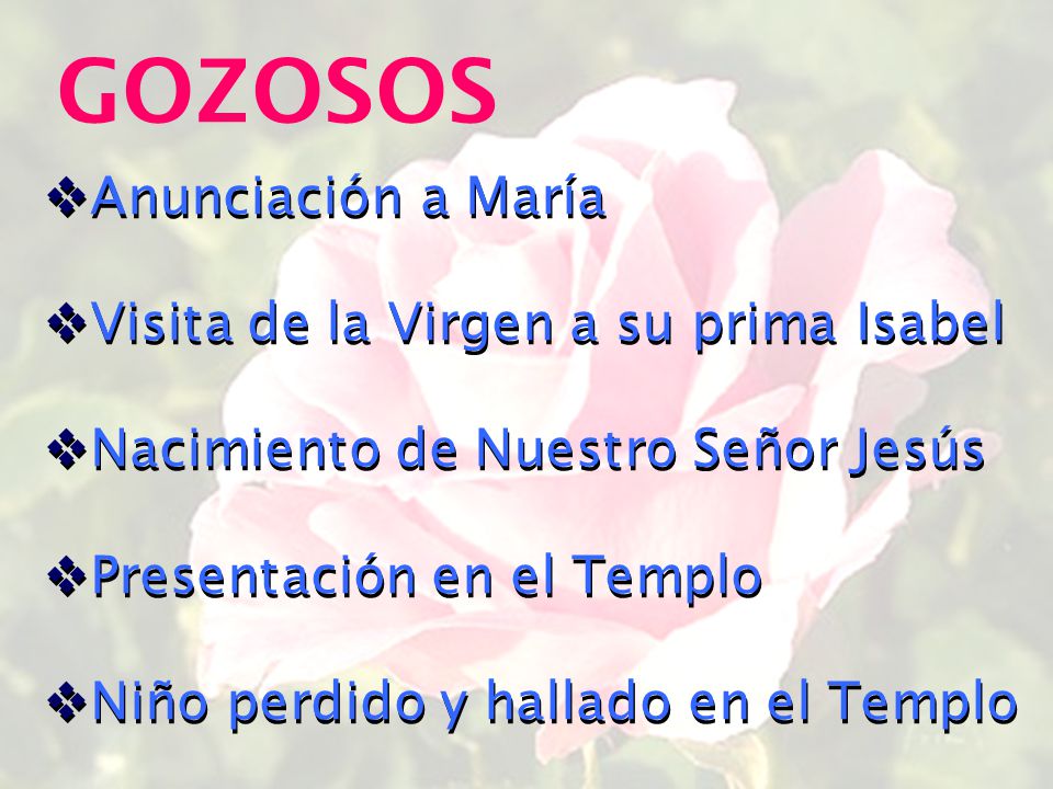 GOZOSOS Anunciación a María Visita de la Virgen a su prima Isabel
