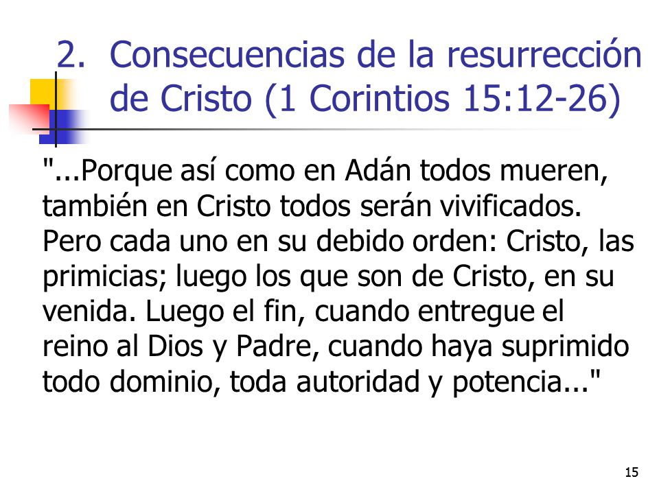 Consecuencias de la resurrección de Cristo (1 Corintios 15:12-26)