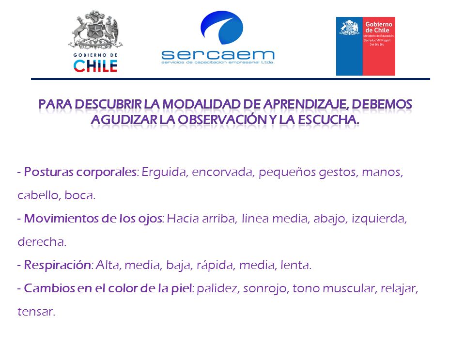 Para descubrir la modalidad de aprendizaje, debemos agudizar la observación y la escucha.